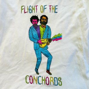 Flight of the Concords Tour Merch Size Large White Colorful Graphic T-shirt